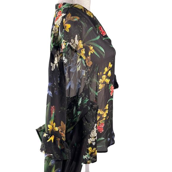 Chico's Chiffon Floral Ruffle Sleeve Ikat Blouse 18 - Picture 12 of 12